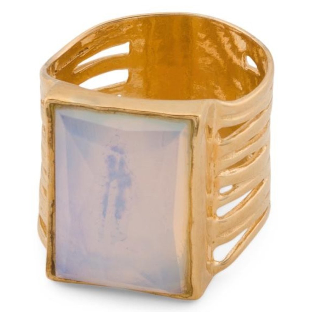 Noa Zuman Made In Israel 14kt Gold Plated Sterling Silver Opalite Ring